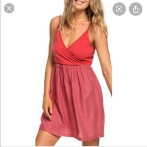 Roxy Red Polka Dot Wrap Mini Dress XL NWT Beach Vacation Summer
